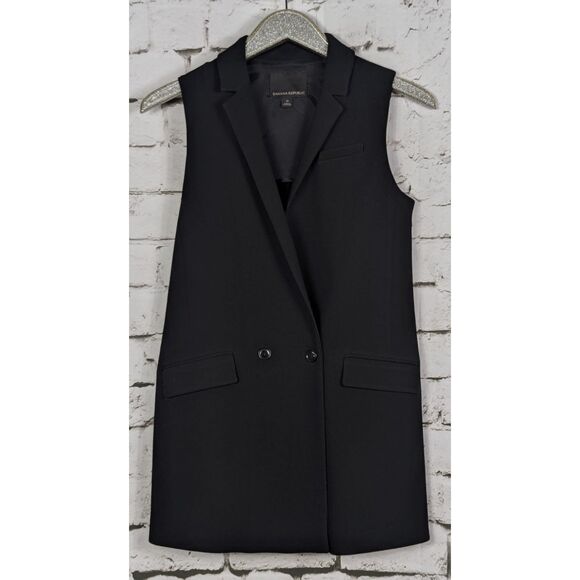 BANANA REPUBLIC Black Vest Jacket Minimalist Essential Size 0 - Picture 3 of 6